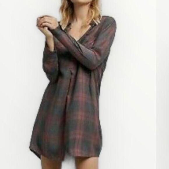 NWT Cloth & Stone Buffalo Plaid Shirt Dress - Picture 1 of 8